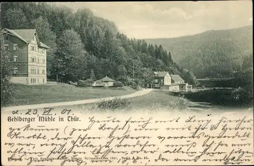 Ak Gehlberg im Ilm Kreis Thüringen, Gehlberger Mühle im Tal der wilden Gera