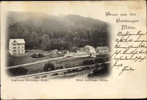 Ak Gehlberg im Ilm Kreis Thüringen, Hotel und Logierhaus Gehlberger Mühle