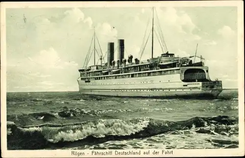 Ak Insel Rügen, Fährschiff Deutschland auf der Fahrt