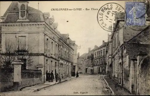 Ak Chalonnes sur Loire Maine et Loire, Rue Thiers, La Poste