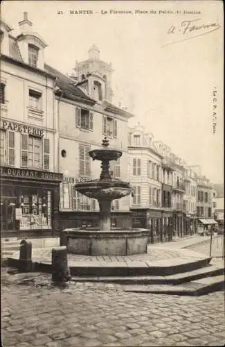 Ak Mantes Yvelines, La Fontaine, Place du Palais du Justice