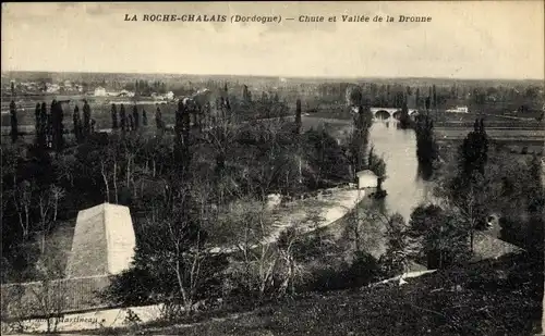 Ak La Roche Chalais Dordogne, Chute et Vallee de la Dronne