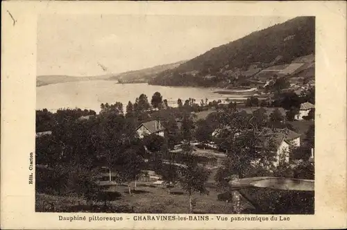 Ak Charavines les Bains Isere, Vue panoramique du Lac