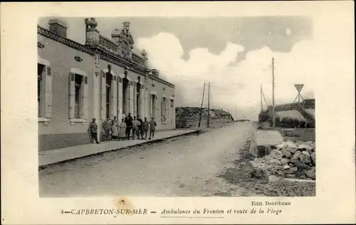 Ak Capbreton sur Mer Landes, Ambulance du Fronton et route de la Plage