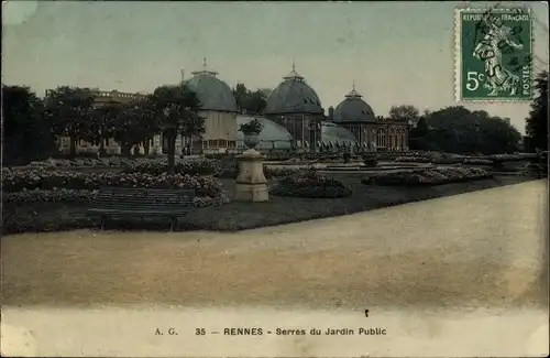 Ak Rennes Ille et Vilaine, Serres du Jardin Public