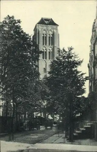 Ak Gdańsk Danzig, Jopengasse mit Marienkirche