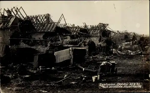 Ak Oppau Ludwigshafen am Rhein, Explosion des Stickstoffwerkes 1921