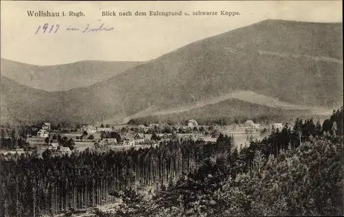 Ak Wilcza Poręba Wolfshau Krummhübel Riesengebirge Schlesien, Blick nach dem Eulengrund