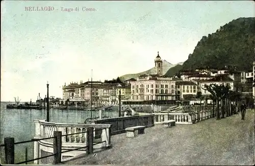 Ak Bellagio Lago di Como Lombardia, Blick auf den Ort