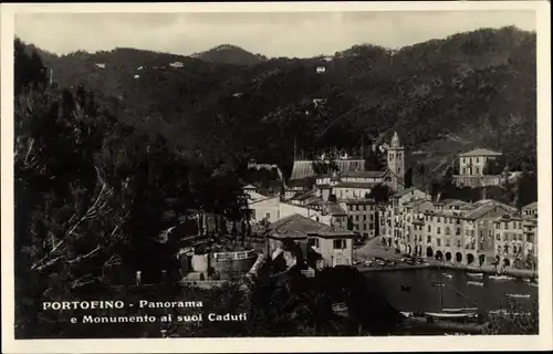 Ak Portofino Liguria, Panorama a Monumento ai suoi Caduti