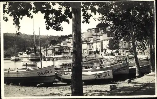 Ak Spanien, Partie am Hafen, Segelboote Dolores, Saint Miguel