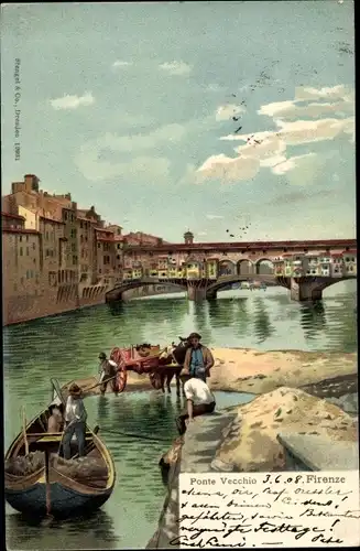 Litho Firenze Florenz Toscana, Ponte Vecchio