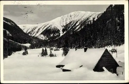 Ak Riesengrund Pec pod Sněžkou Riesengebirge Reg. Königgrätz, Motiv aus dem Riesengrund