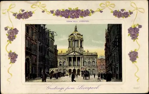Passepartout Präge Ak Liverpool North West England, Town Hall