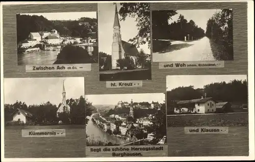 Ak Burghausen an der Salzach Bayern, Heilig Kreuz Kirche, Ach, Weh, Kümmernis, Klausen