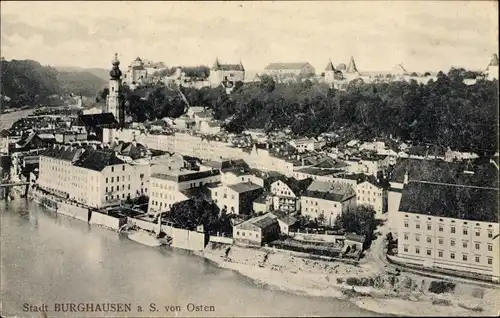 Ak Burghausen an der Salzach Bayern, Teilansicht, Burg