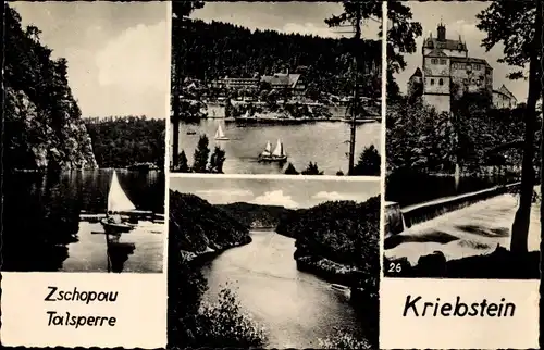 Ak Kriebstein Mittelsachsen, Zschopau Talsperre, Schloss, Flussansicht