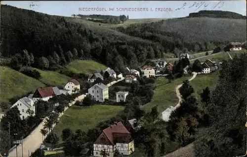 Ak Niederpöbel Schmiedeberg im Erzgebirge, Ort mit Umgebung