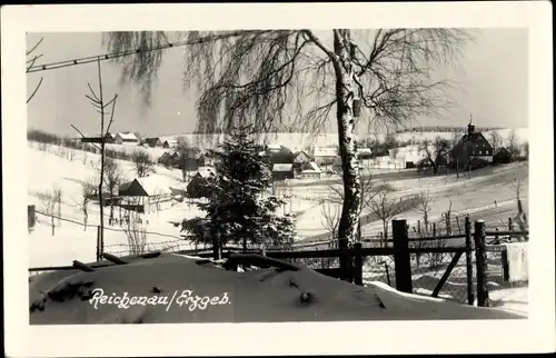 Foto Ak Reichenau im Erzgebirge, Teilansicht im Winter