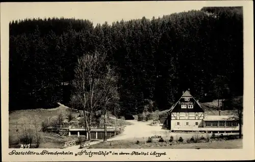 Ak Oberpöbel Dippoldiswalde im Osterzgebirge, Gasthof Putzmühle im Pöbeltal b. Kipsdorf, Winter