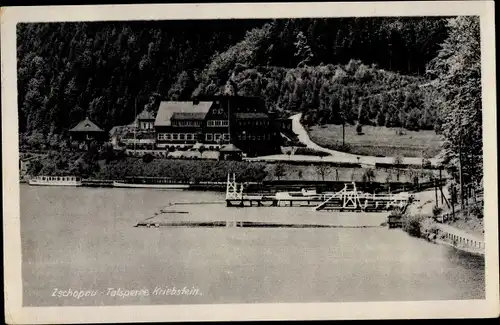 Ak Kriebstein Zschopau im Erzgebirge Sachsen, Gaststätte an der Talsperre Kriebstein, Anlegestelle