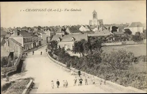 Ak Champigné Maine-et-Loire, Vue Generale