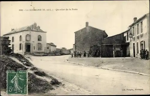 Ak La Romagne Maine et Loire, Quartier de la Poste