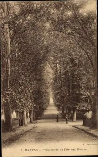 Ak Mantes Yvelines, Promenade de l'Ile aux Dames