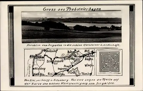 Landkarten Ak Probsteierhagen in Schleswig Holstein, Fernblick vom Irrgarten