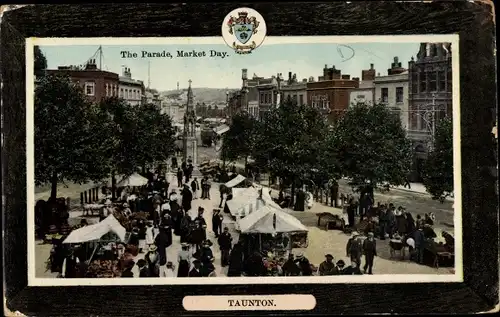 Wappen Ak Taunton South West England, The Parade, Market Day