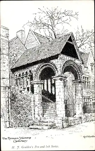 Künstler Ak Canterbury Kent England, The Norman Staircase