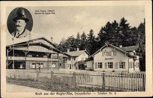 Ak Deisenhofen Oberhaching Oberbayern, Kugler Alm, Portrait Xaver Kugler in Tracht