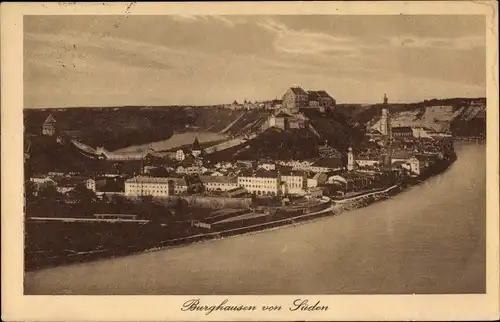 Ak Burghausen an der Salzach Bayern, Teilansicht von Süden, Burg