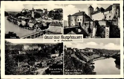 Ak Burghausen an der Salzach Bayern, Totale, Burg, Stadt, Wörsee