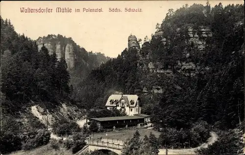 Ak Waltersdorf Bad Schandau an der Elbe, Hotel Restaurant Waltersdorfer Mühle