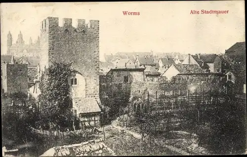 Ak Worms am Rhein, Stadtmauer