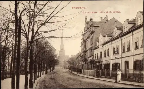 Ak Freiberg in Sachsen, Hornstraße mit Jakobikirche