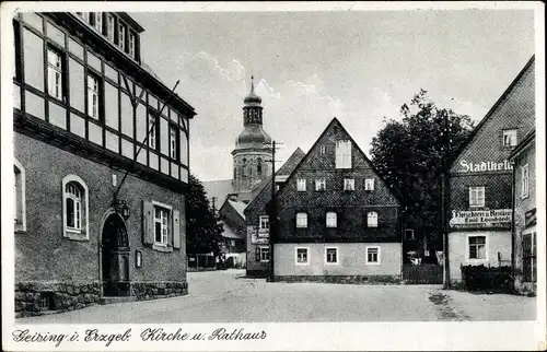 Ak Geising Altenberg Osterzgebirge, Kirche und Rathaus