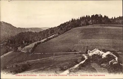 Ak Chaux des Crotenay Jura,Cornu, Les trois Chemins, La Croix, Contree des Cyclaments