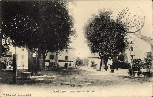 Ak Crémieu Isere, Promenade des Tilleuls