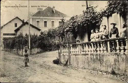 Ak Saint Martin d'Uriage Isere, Entree du Village