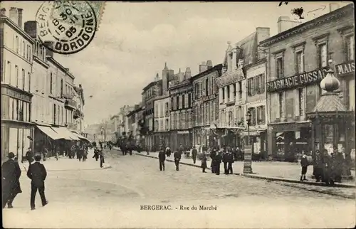 Ak Bergerac Dordogne, Rue du Marché, Pharmacie Cussac, Bazar Bonmarché