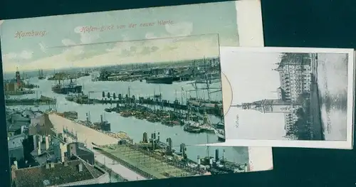 Leporello Ak Hamburg Mitte, Hafen Blick von der neuen Warte