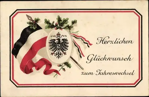 Wappen Ak Glückwunsch Neujahr, Fahne, Eichenlaub