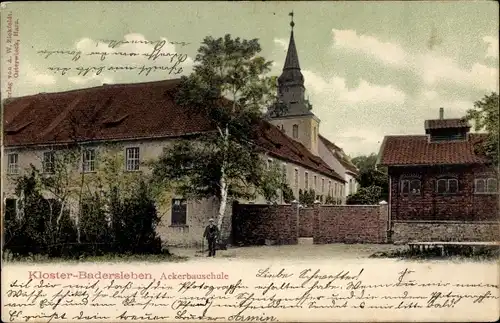 Ak Badersleben Huy am Harz, Ackerbauschule, Kloster