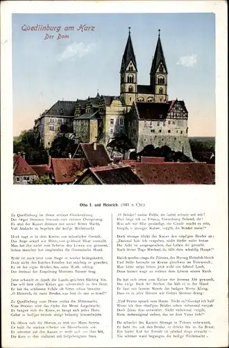 Gedicht Ak Quedlinburg im Harz, Dom, Otto I und Heinrich