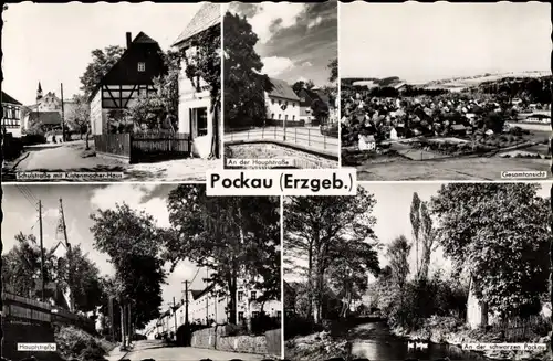 Ak Pockau Lengefeld im Erzgebirge Sachsen, Schulstraße, Knistermacher Haus, Hauptstraße