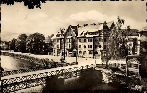 Ak Olbernhau im Erzgebirge, Rathaus, Kegelbrücke