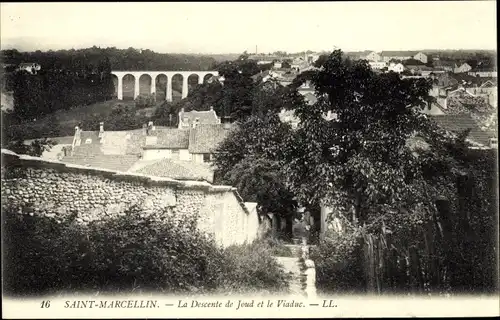 Ak Saint Marcellin Isère, La Descente de Joud et le Viaduc