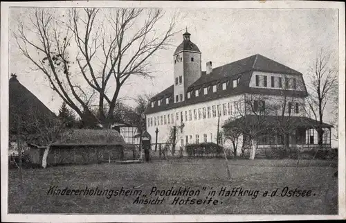 Ak Haffkrug Scharbeutz in Ostholstein, Kindererholungsheim Produktion, Hofseite
